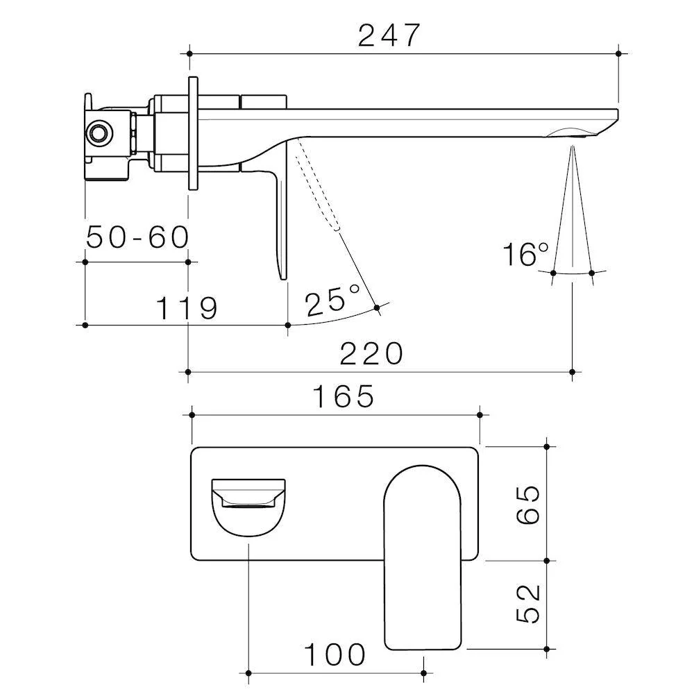 Caroma Urbane II Wall Basin/Bath Mixer Square Plate - Brushed Nickel - Image 4