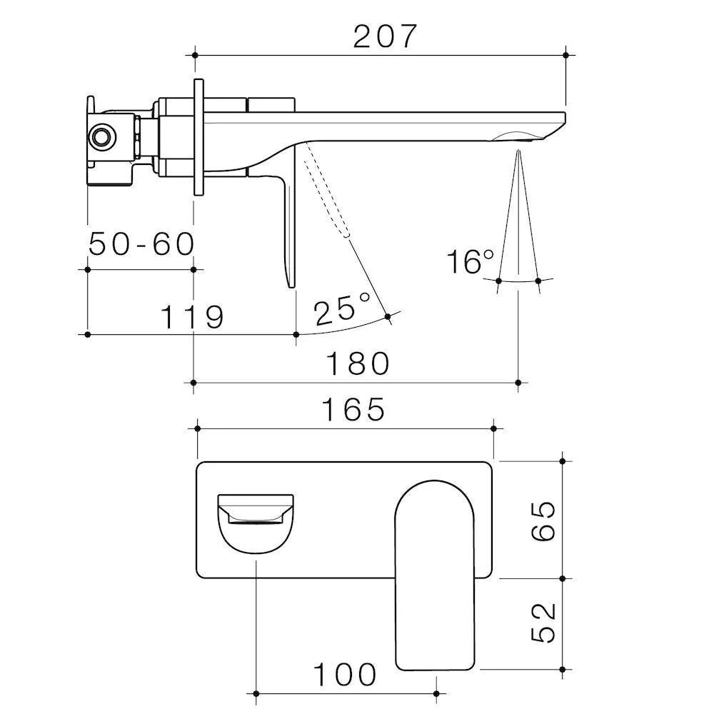 Caroma Urbane II Wall Basin/Bath Mixer Square Plate - Lead Free - Black Matte - Image 3