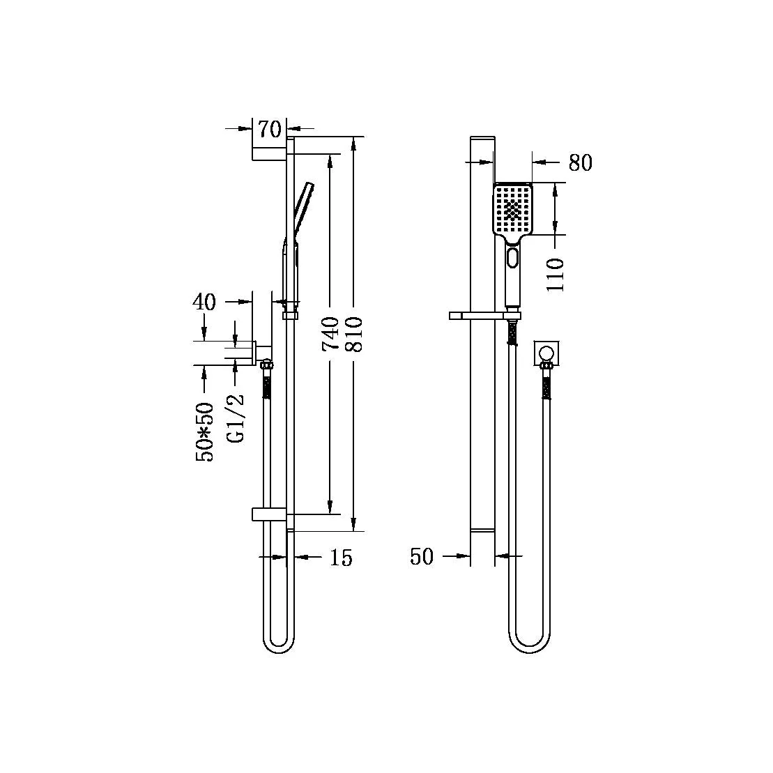 Nero Celia New Shower Rail - Brushed Nickel - Image 2