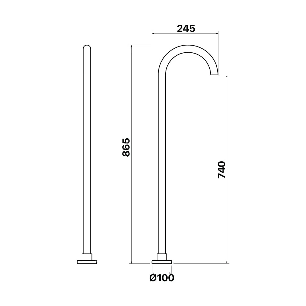 Mixx Chai Floor Mounted Bath Spout - Brushed Nickel - Image 2
