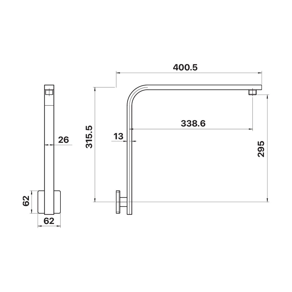 Mixx Chai High Rise Shower Arm - Matt Black - Image 2