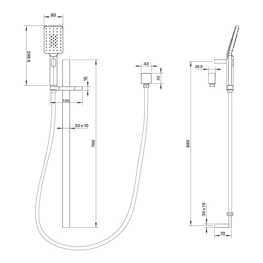 Mixx Chai Rail Shower - Brushed Nickel - Image 2