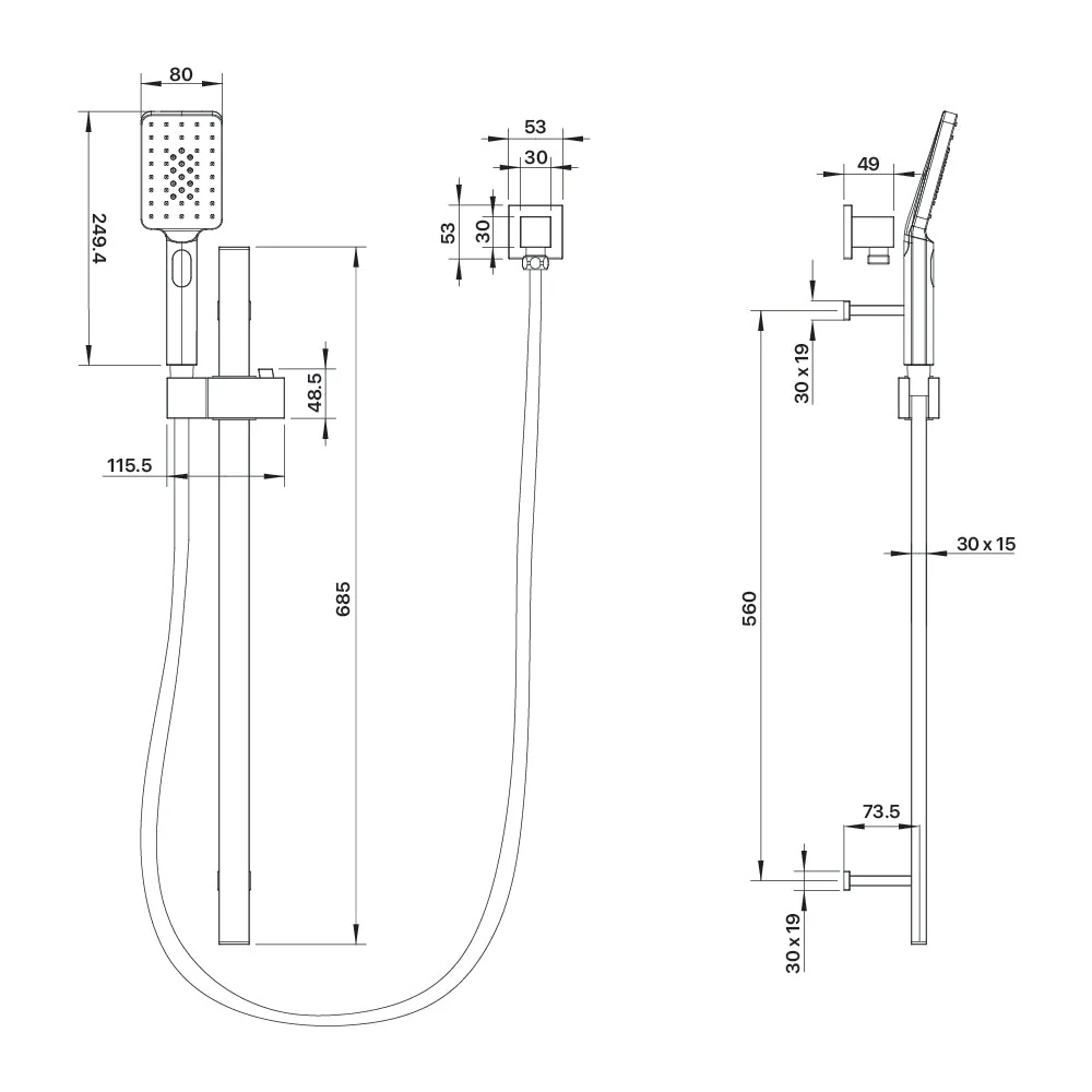 Mixx Chai Rail Shower - Chrome - Image 2
