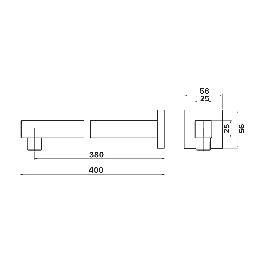 Mixx Chai Straight Shower Arm 380mm - Brushed Nickel - Image 2