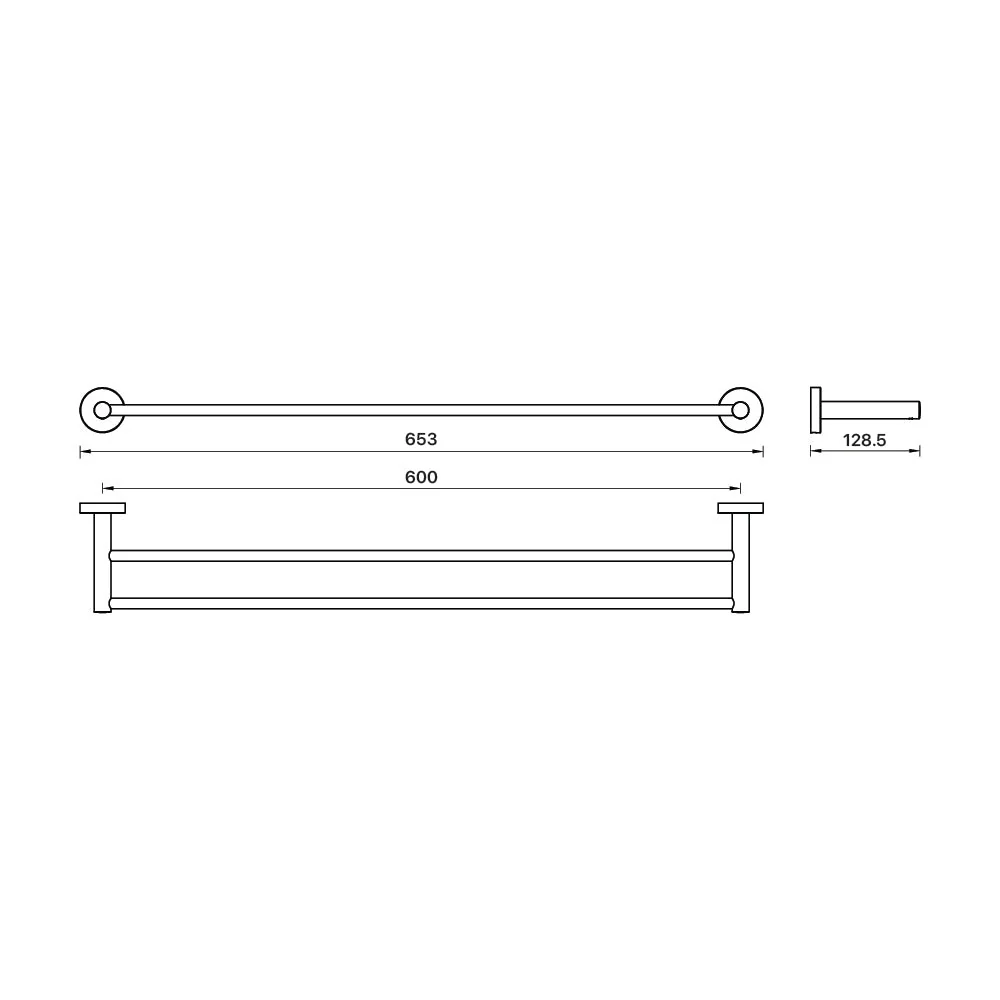 Mixx Chia Double Towel Rail 600mm - Brushed Gold - Image 2