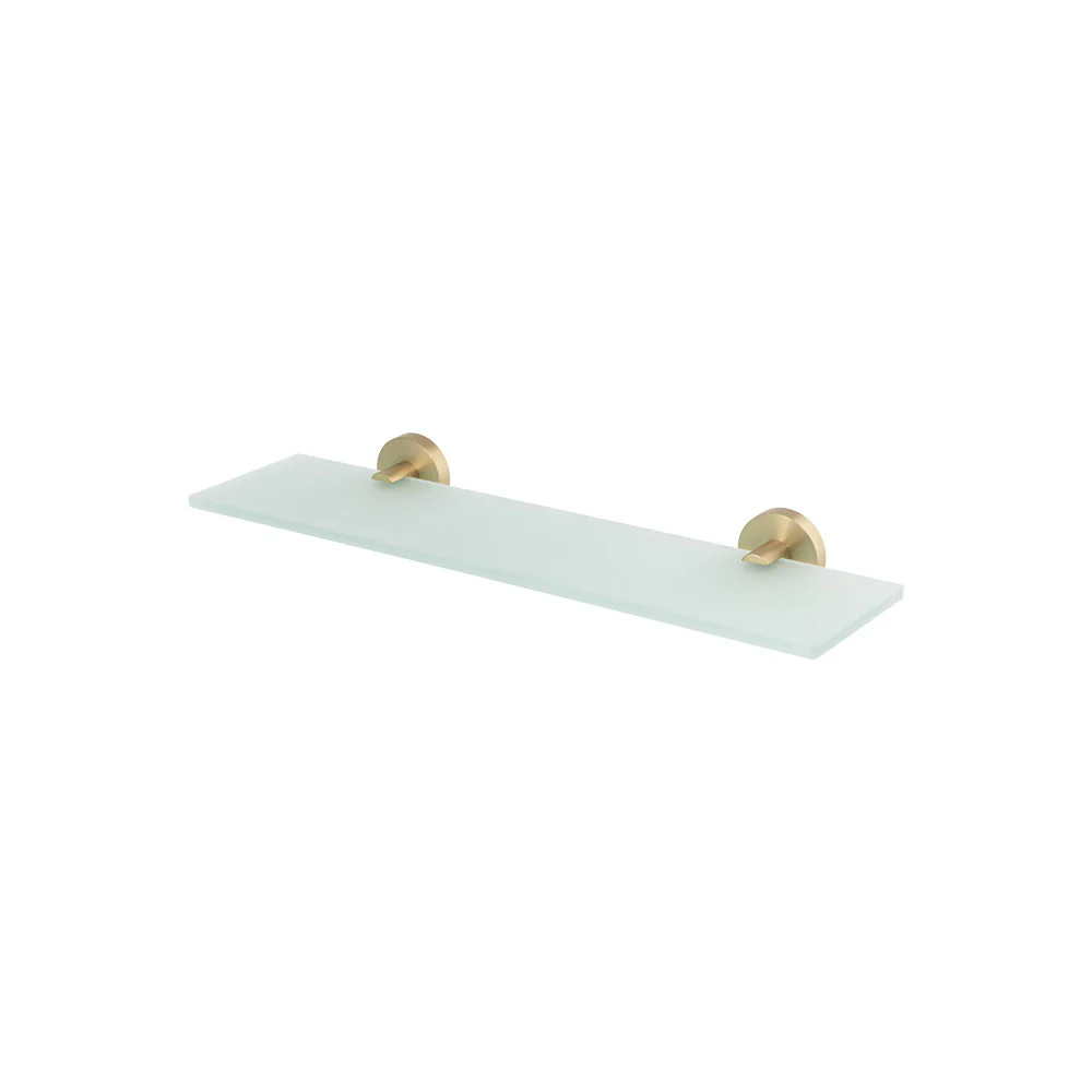 Mixx Chia Glass Shower Shelf 450mm - Brushed Gold