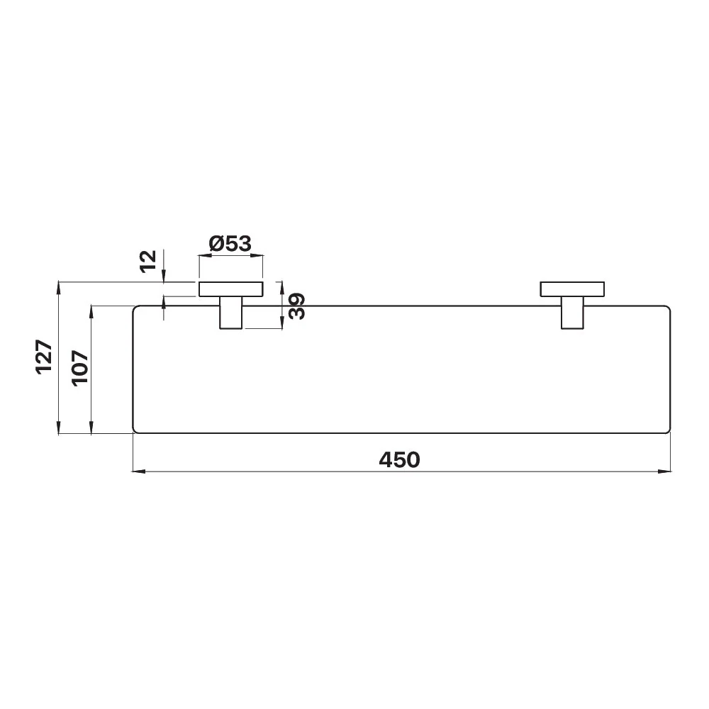 Mixx Chia Glass Shower Shelf 450mm - Matt Black - Image 2