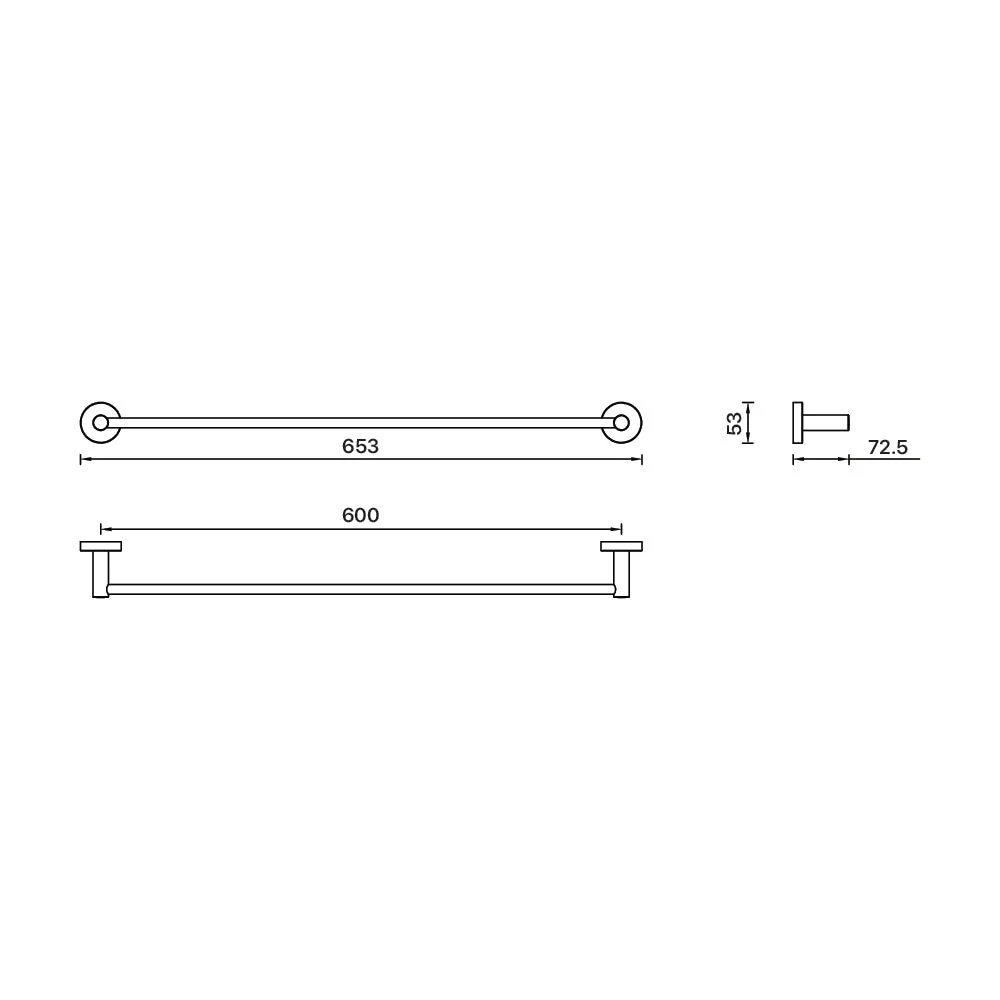 Mixx Chia Single Towel Rail 600mm - Brushed Gold - Image 2
