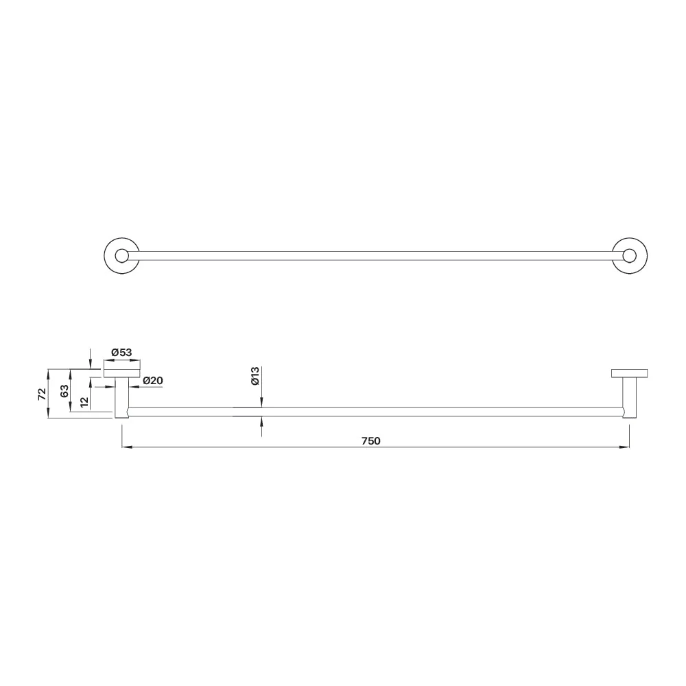 Mixx Chia Single Towel Rail 750mm - Brushed Bronze - Image 2