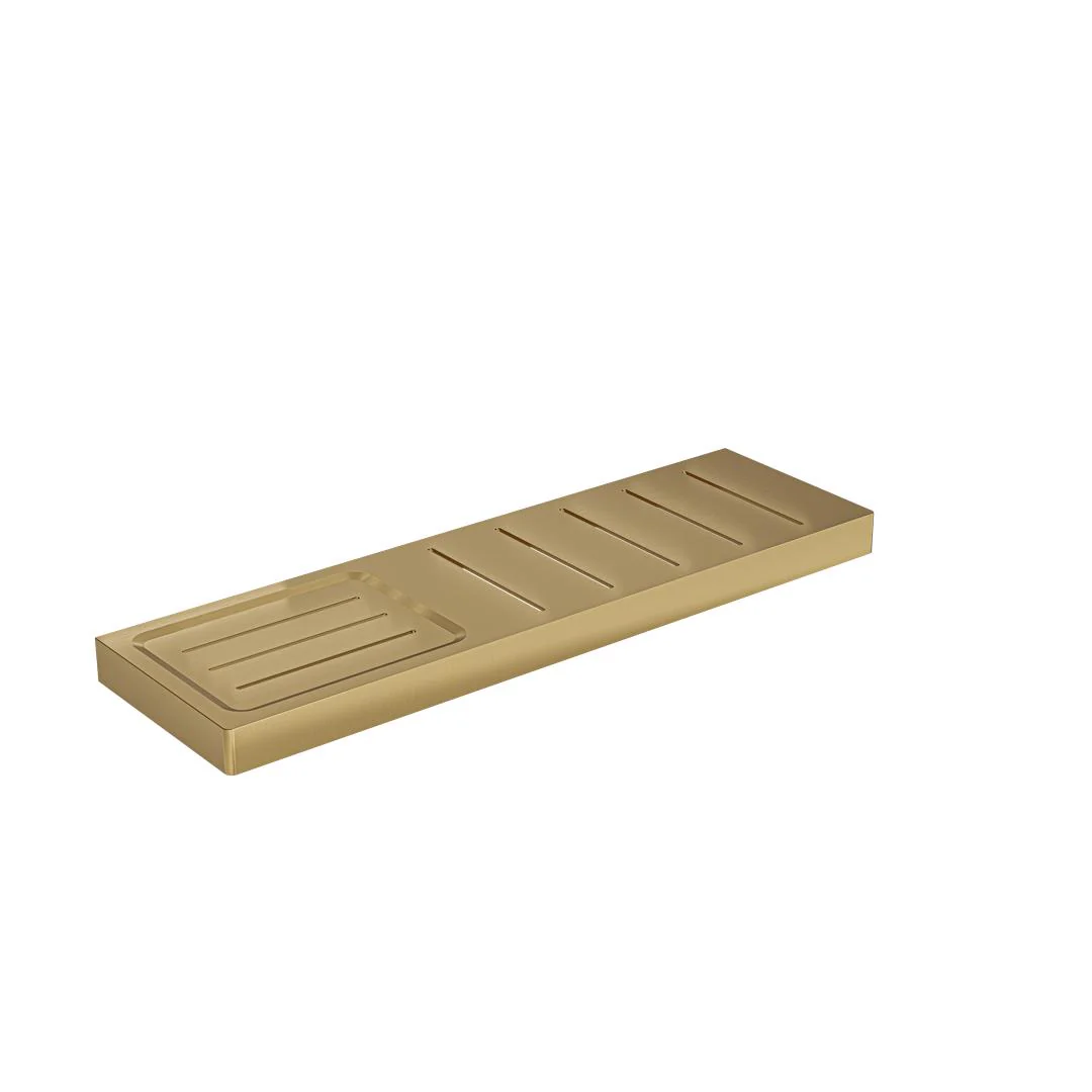 Linsol Circle Metal Shelf with Soap Dish - Brushed Brass - Image 2
