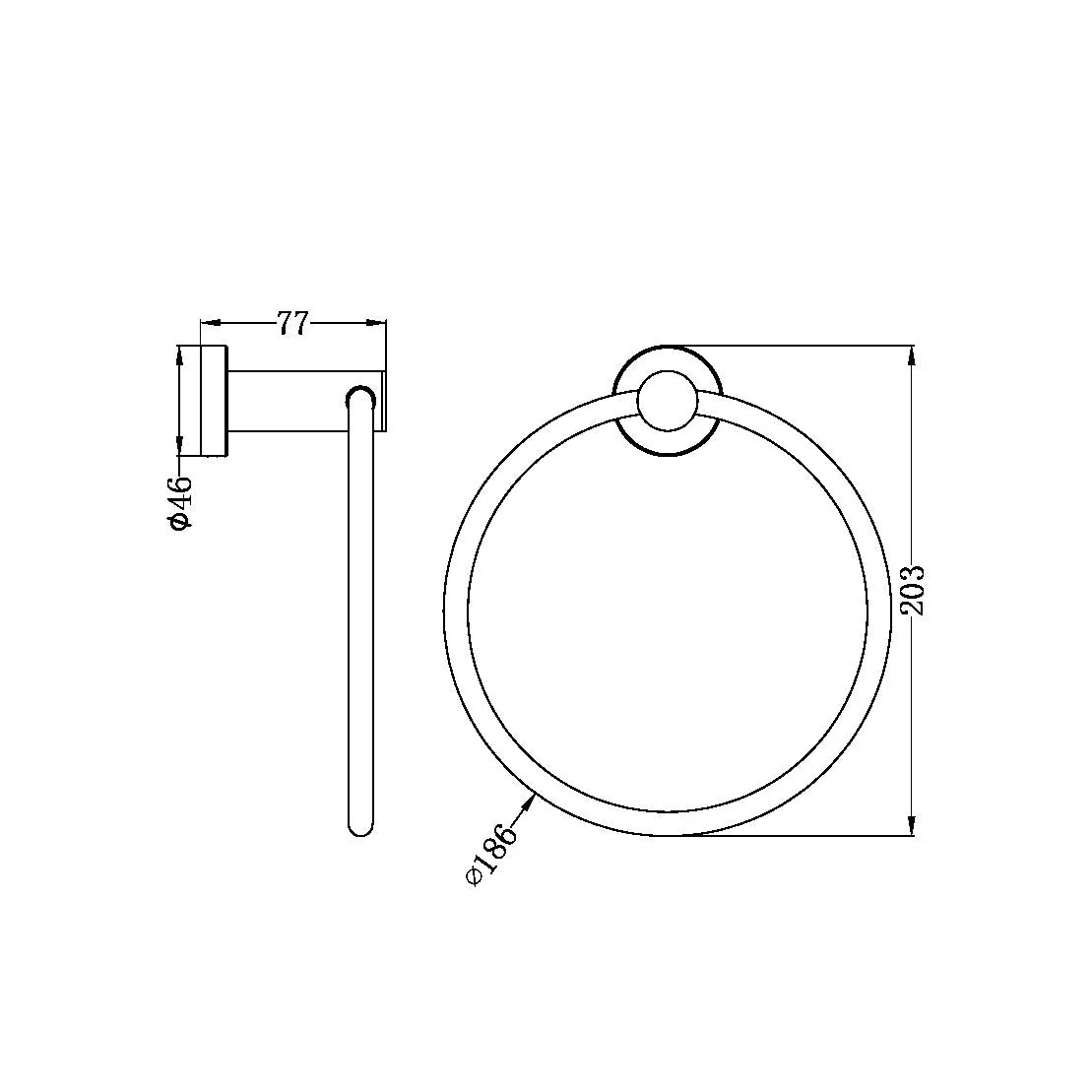 Nero Classic Bathroom Hand Towel Ring - Black Matte - Image 4