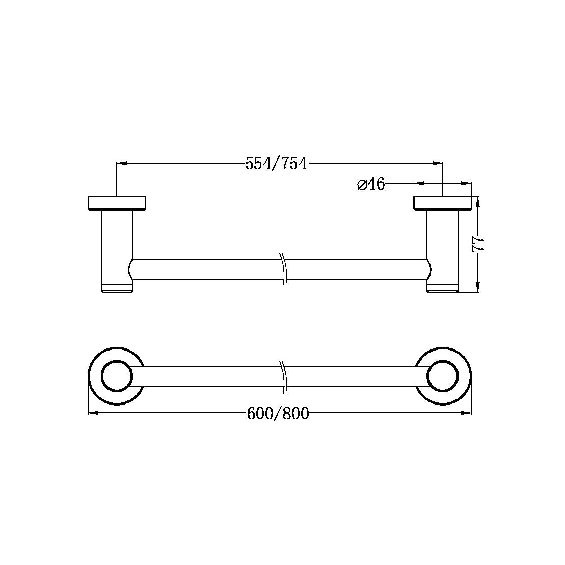 Nero Classic Single Towel Rail - Black Matte - Image 4