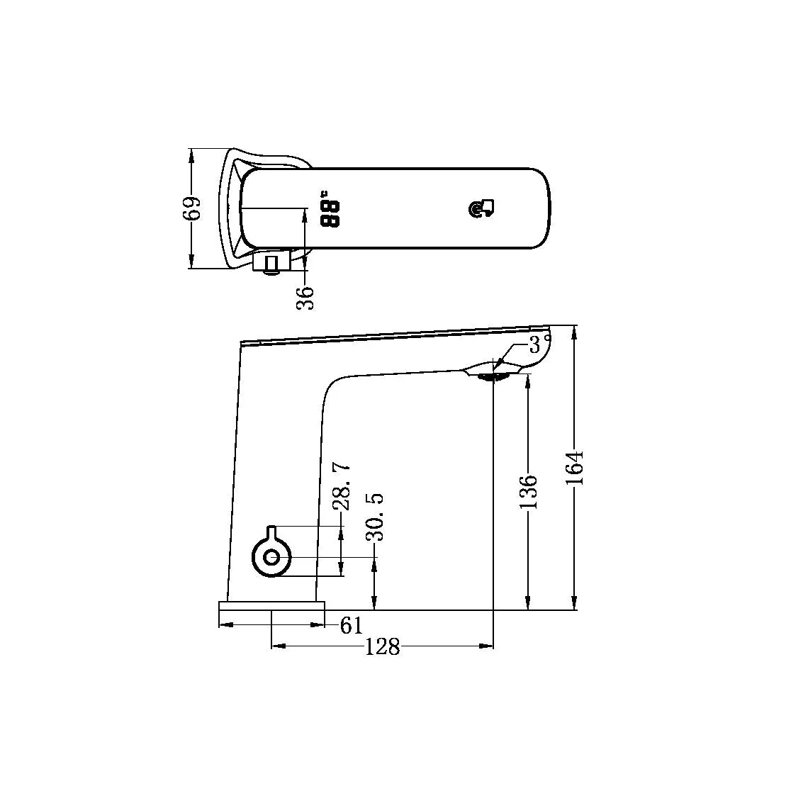 Nero Claudia Sensor Mixer With White Top Display - Chrome - Image 2