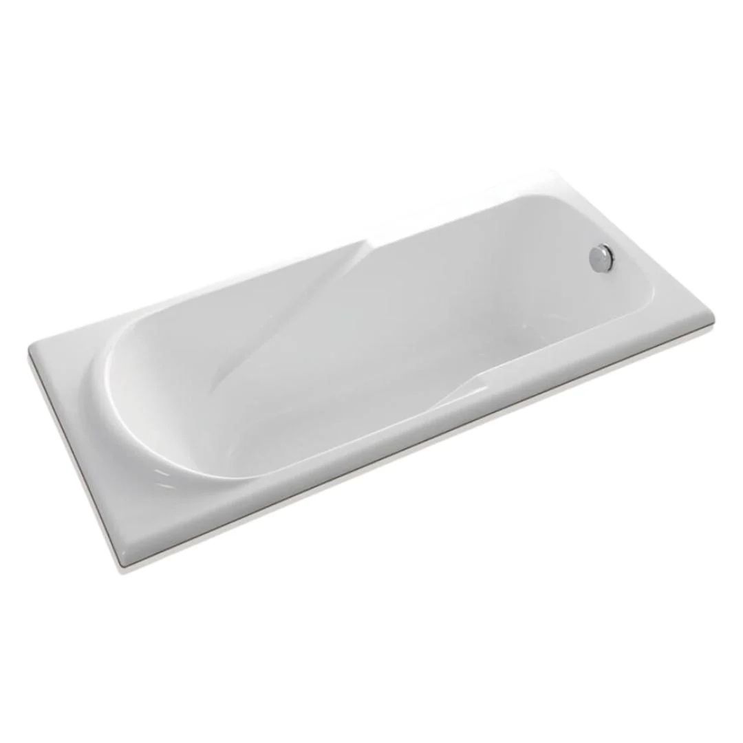 Linsol Clay 1600mm Drop in Bath with Overflow - Gloss White