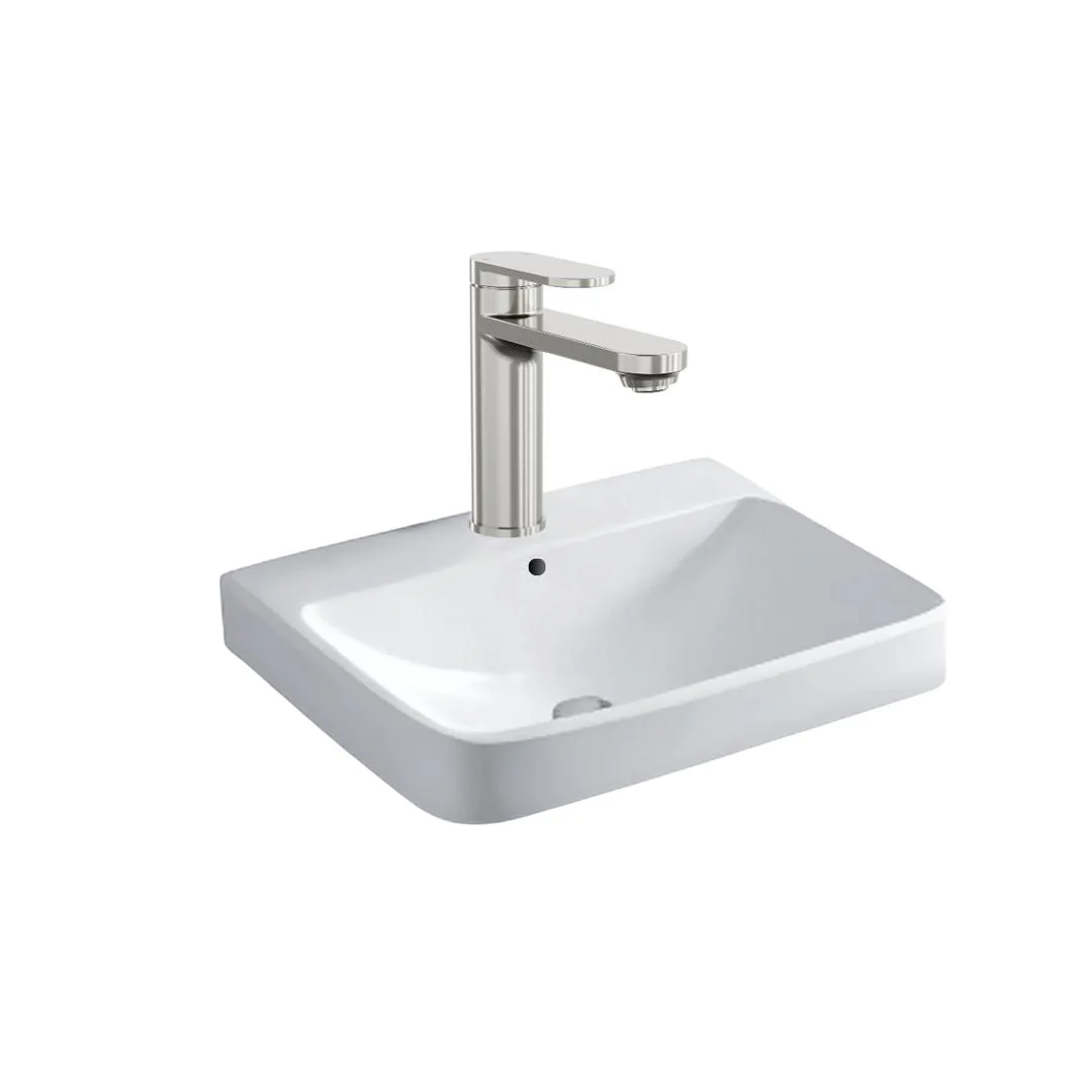 Linsol Clay 450mm Rectangular Semi Inset Basin - Gloss White