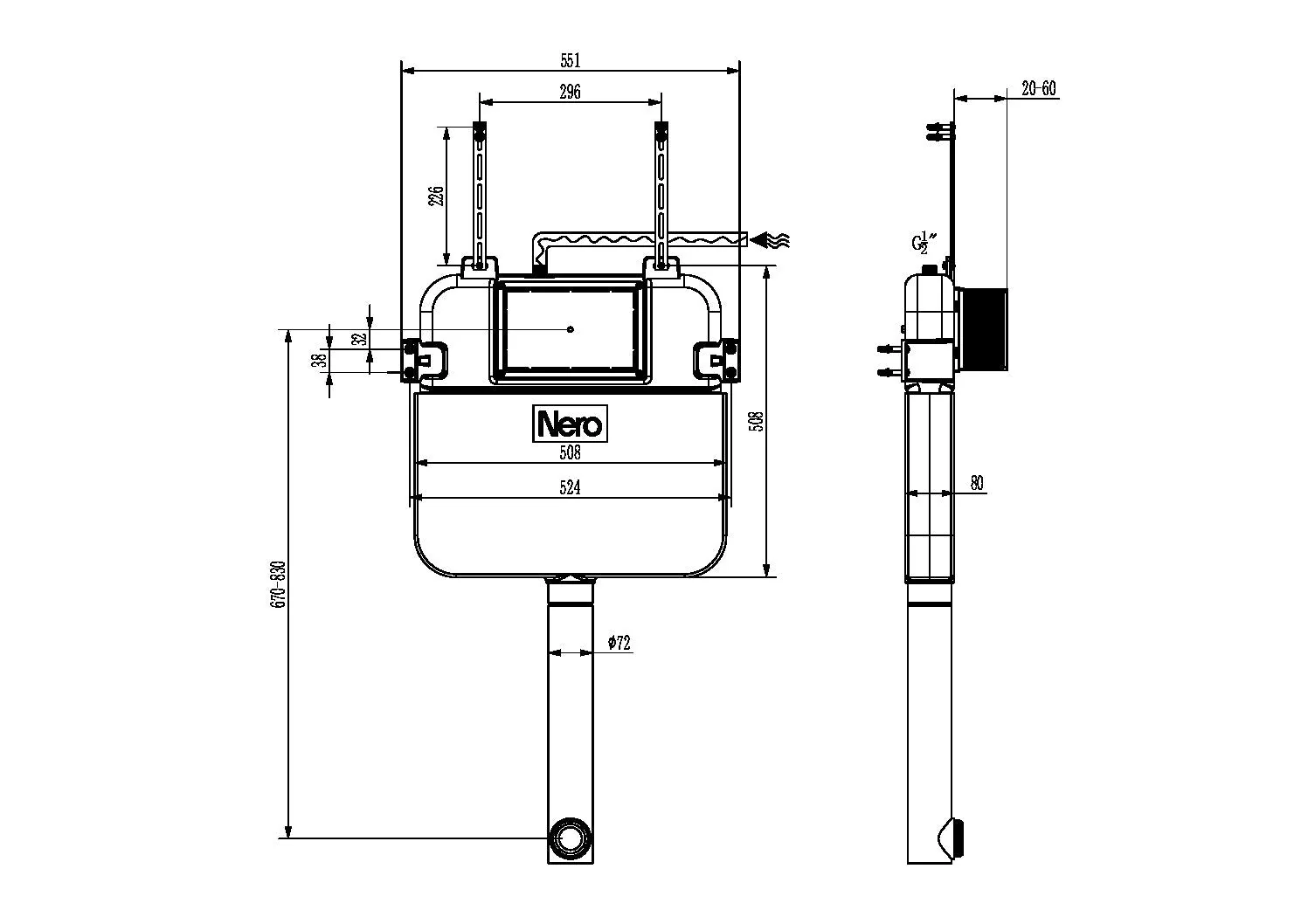 Nero Concealed Pneumatic In Wall Cistern - Image 2
