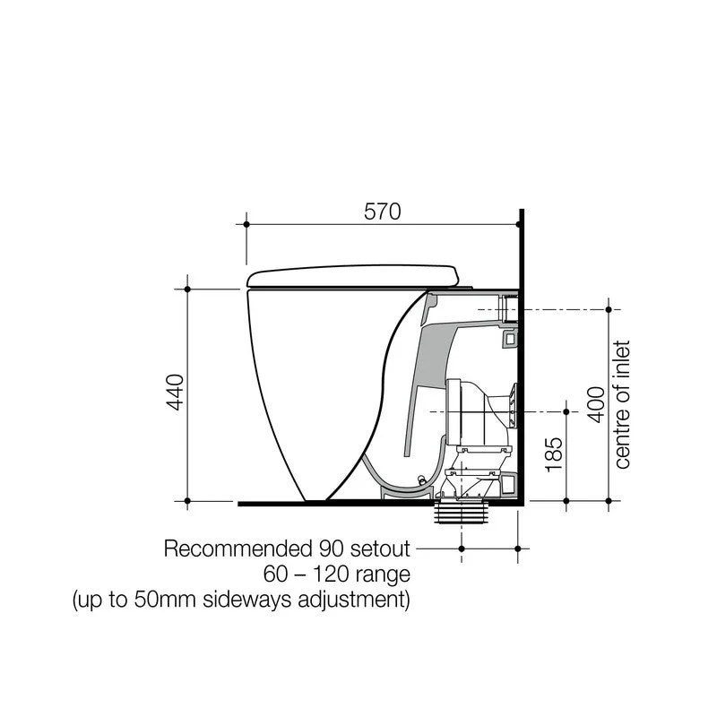 Caroma Contura II Cleanflush Wall Faced Pan - Clay - Image 2