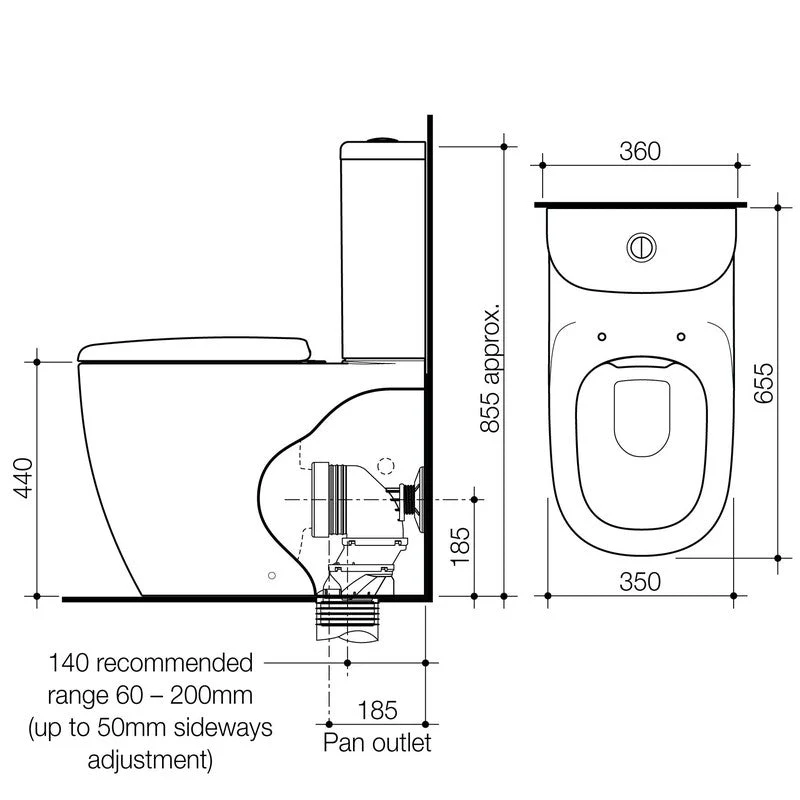 Caroma Contura II Cleanflush Wall Faced Toilet Suite - White (Bottom Inlet) - Image 3