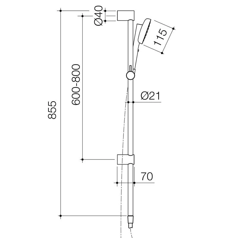Caroma Contura II Rail Shower - Brushed Brass - Image 2