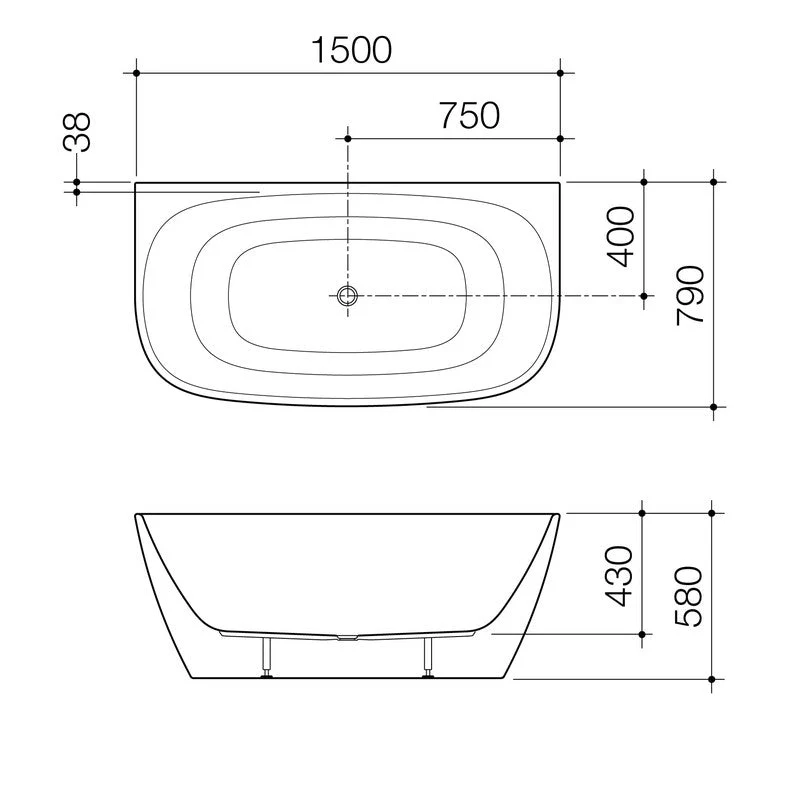 Caroma Contura II 1500mm Back to Wall Freestanding Bath - Matte Clay - Image 3