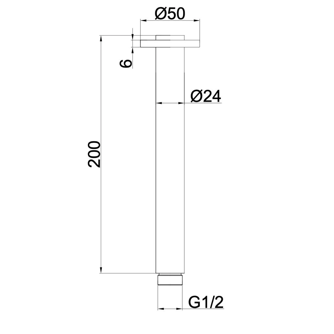 Linsol Corsica 200mm Round Ceiling Arm  - Chrome - Image 2