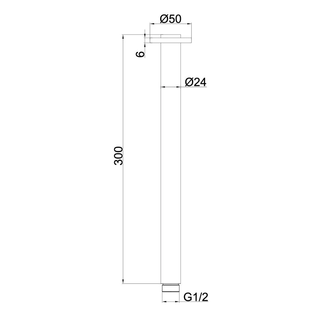 Linsol Corsica 300mm Round Ceiling Arm - Matte Black - Image 2