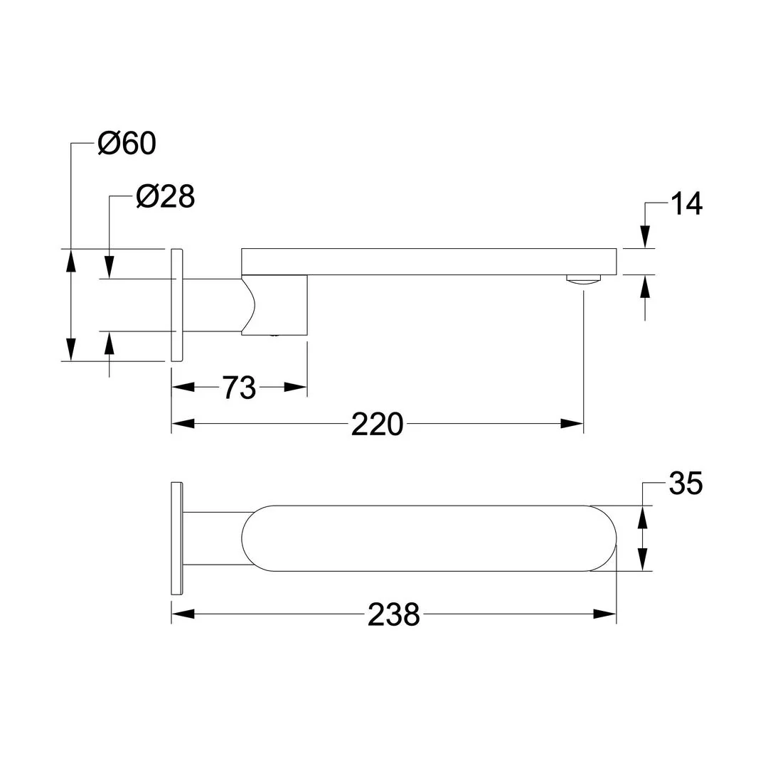 Linsol Corsica S2 Swivel Wall Bath Spout - Matte Black - Image 3