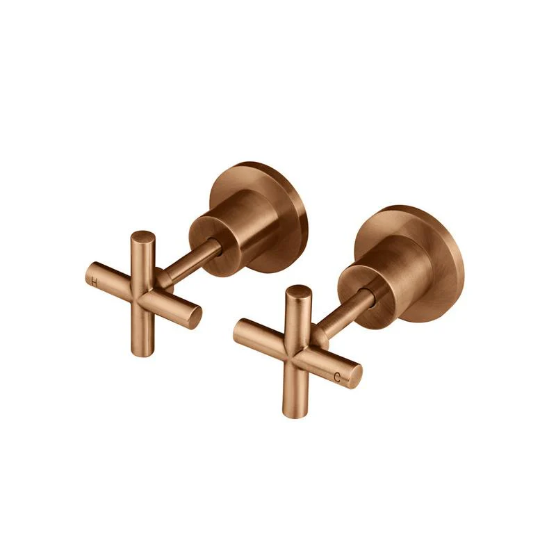 Meir Round Cross Handle Jumper Valve Wall Top Assemblies - Lustre Bronze
