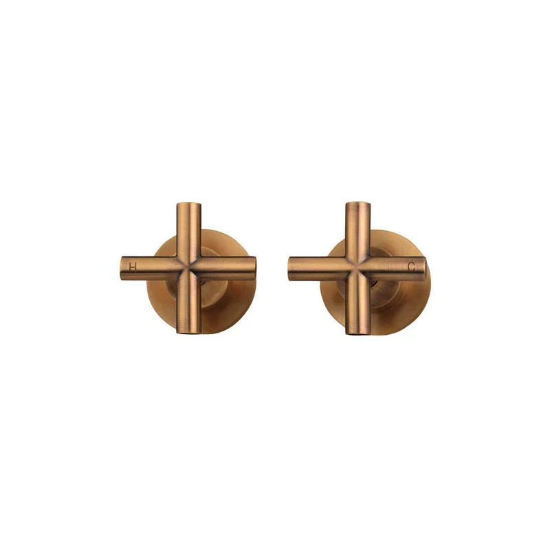 Meir Round Cross Handle Jumper Valve Wall Top Assemblies - Lustre Bronze - Image 2