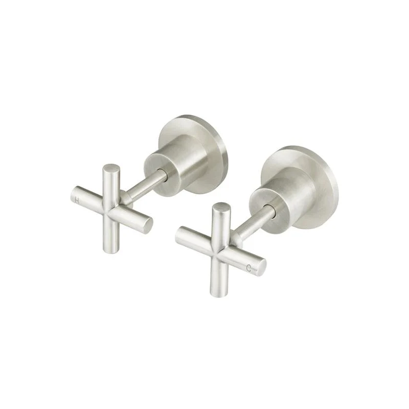 Meir Round Cross Handle Jumper Valve Wall Top Assemblies - PVD Brushed Nickel