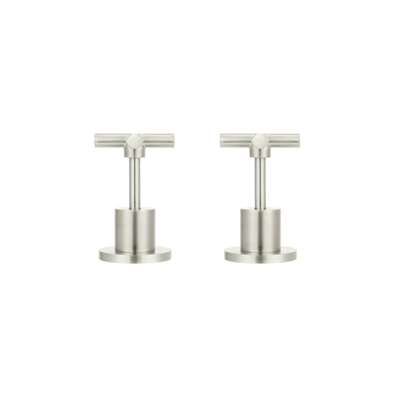 Meir Round Cross Handle Jumper Valve Wall Top Assemblies - PVD Brushed Nickel - Image 3