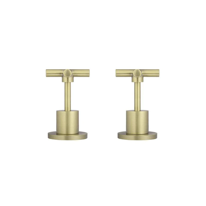 Meir Round Cross Handle Jumper Valve Wall Top Assemblies - PVD Tiger Bronze - Image 3
