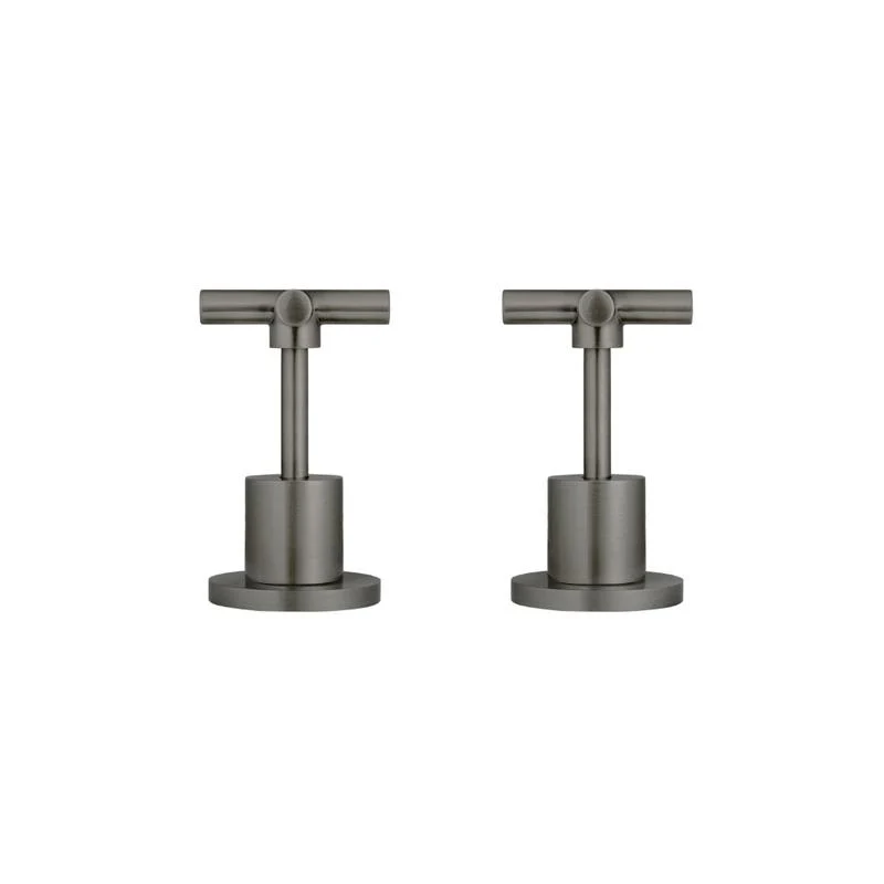 Meir Round Cross Handle Jumper Valve Wall Top Assemblies - Shadow Gun Metal - Image 3