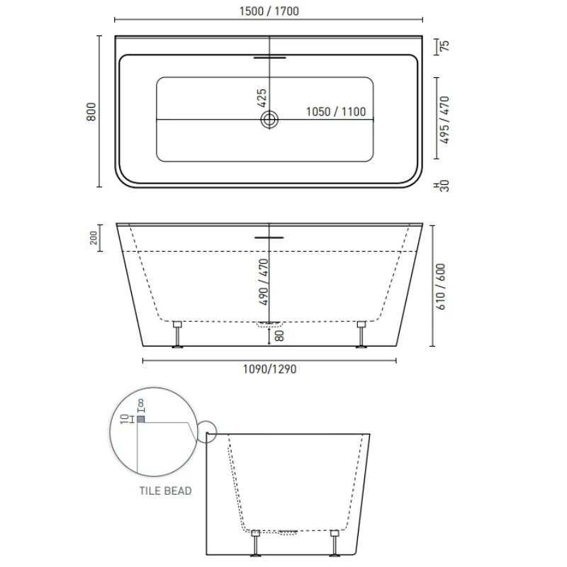 Decina Aria Back To Wall Bath - Image 5