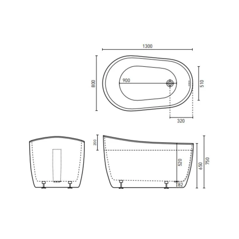 Decina Cosmo 1300 Freestanding Bath with Overflow - Image 6