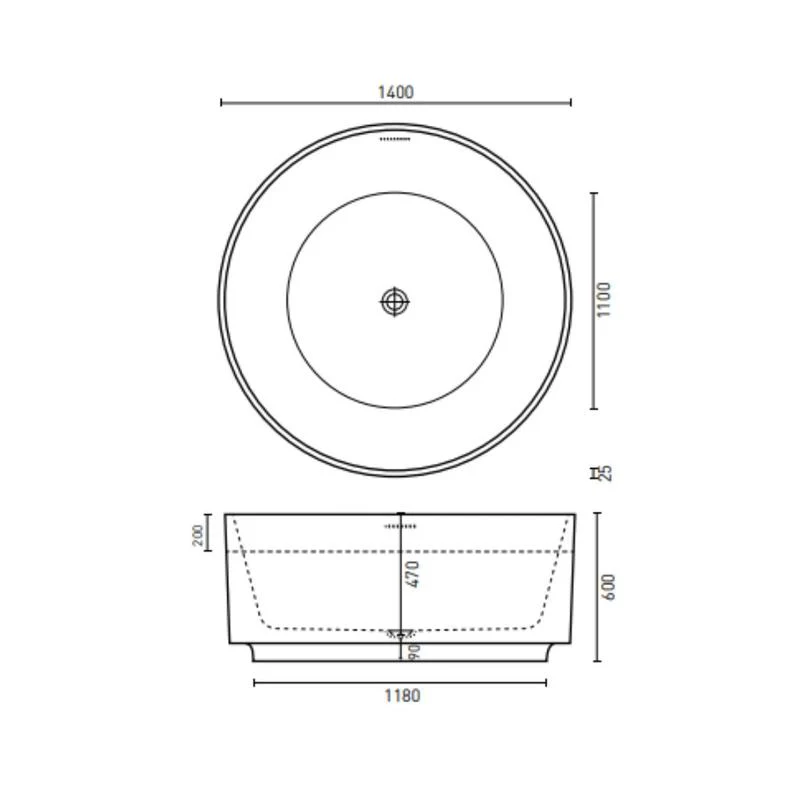 Decina Florencia 1400 Freestanding Bath with Overflow - Image 5