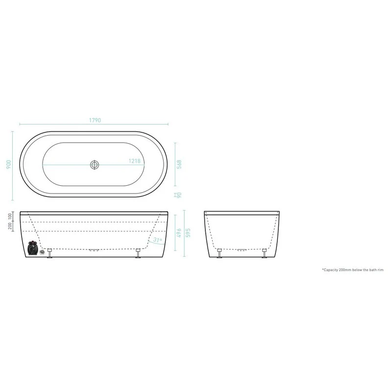 Decina Mintori Freestanding Spa Bath - Contour 14 Jet - Image 4