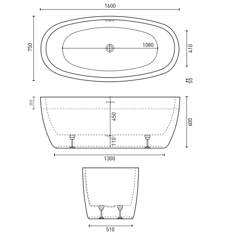 Decina Sheraton 1600 Freestanding Bath - Image 3