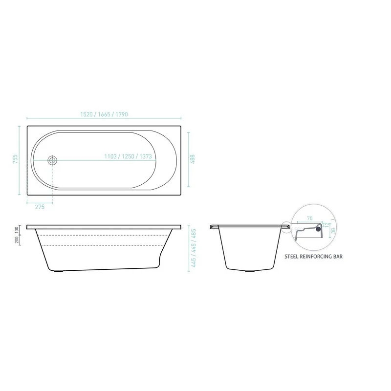 Decina Turin 1520 Contour 12 Jet Spa Bath - Image 2
