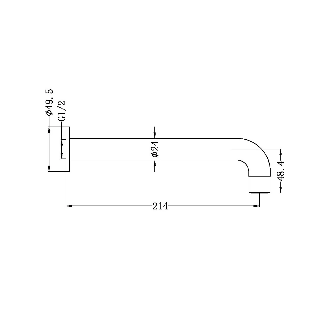 Nero Dolce Basin/Bath Spout Only 215mm - Brushed Nickel - Image 4
