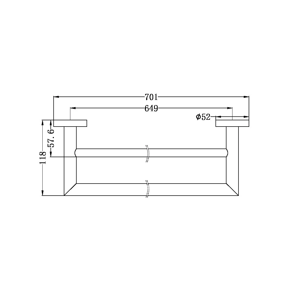 Nero Dolce Double Towel Rail 700mm - Black Matte - Image 4