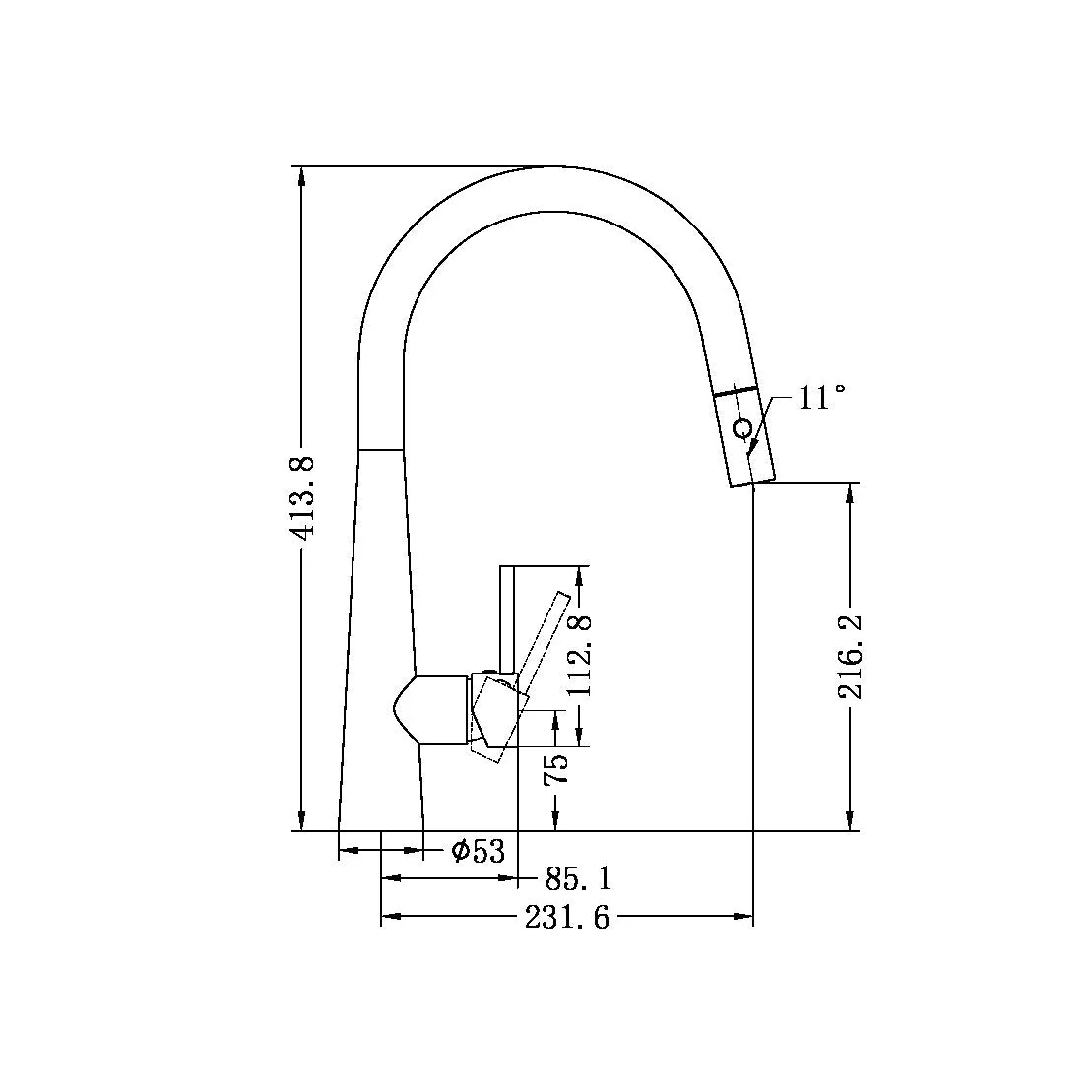 Nero Dolce Pull Out Sink Mixer With Vegie Spray Function - Brushed Nickel - Image 2