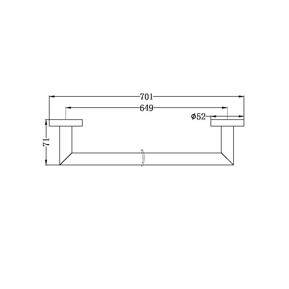 Nero Dolce Single Towel Rail 700mm - Black Matte - Image 4