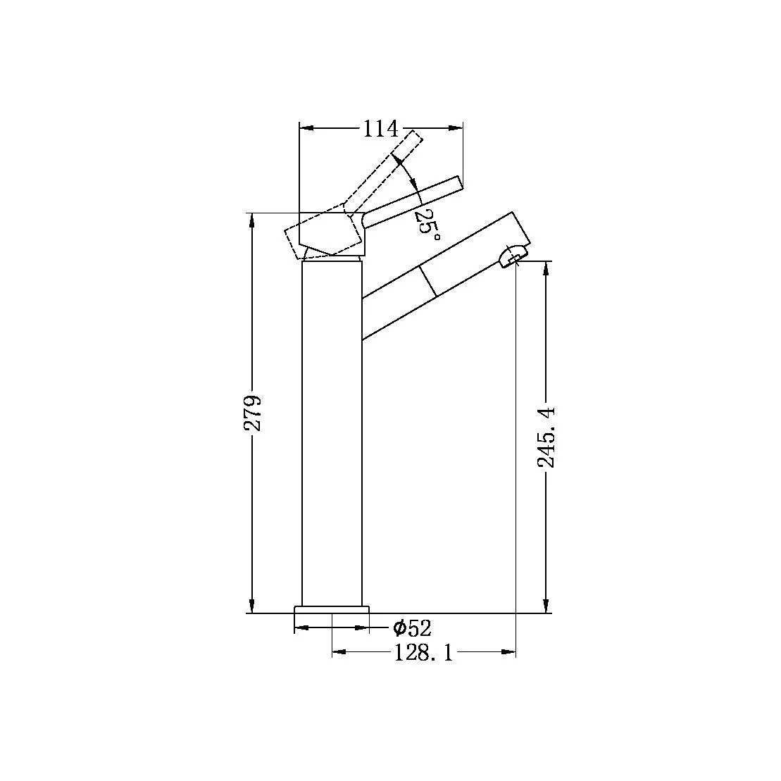 Nero Dolce Tall Basin Mixer Angle Spout - Chrome - Image 2