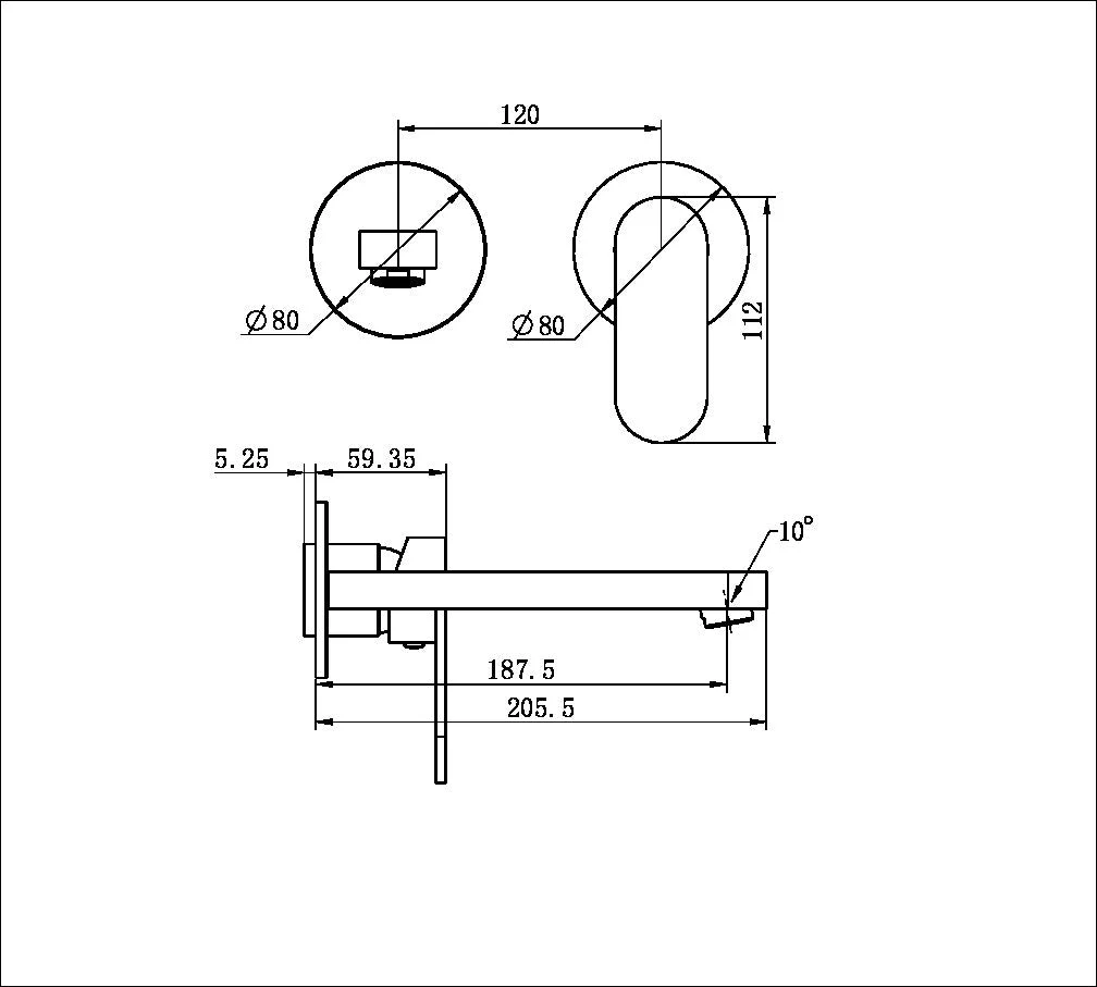 Nero Ecco Wall Basin/Bath Mixer Separate Back Plate (Trim Kit Only) - Brushed Nickel - Image 2