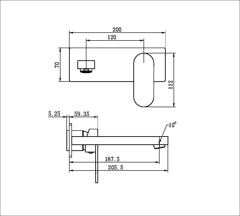 Nero Ecco Wall Basin/Bath Mixer (Trim Kit Only) - Chrome - Image 2