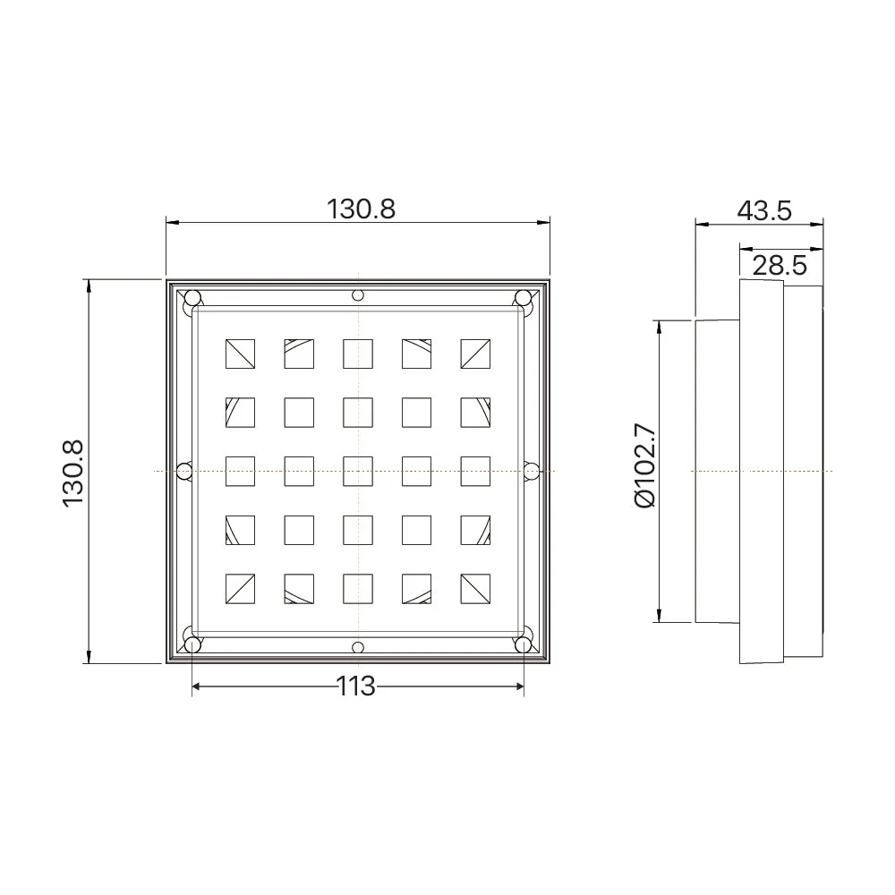 Mixx Economy Tile Grate Square 100mm - Stainless Steel - Image 2