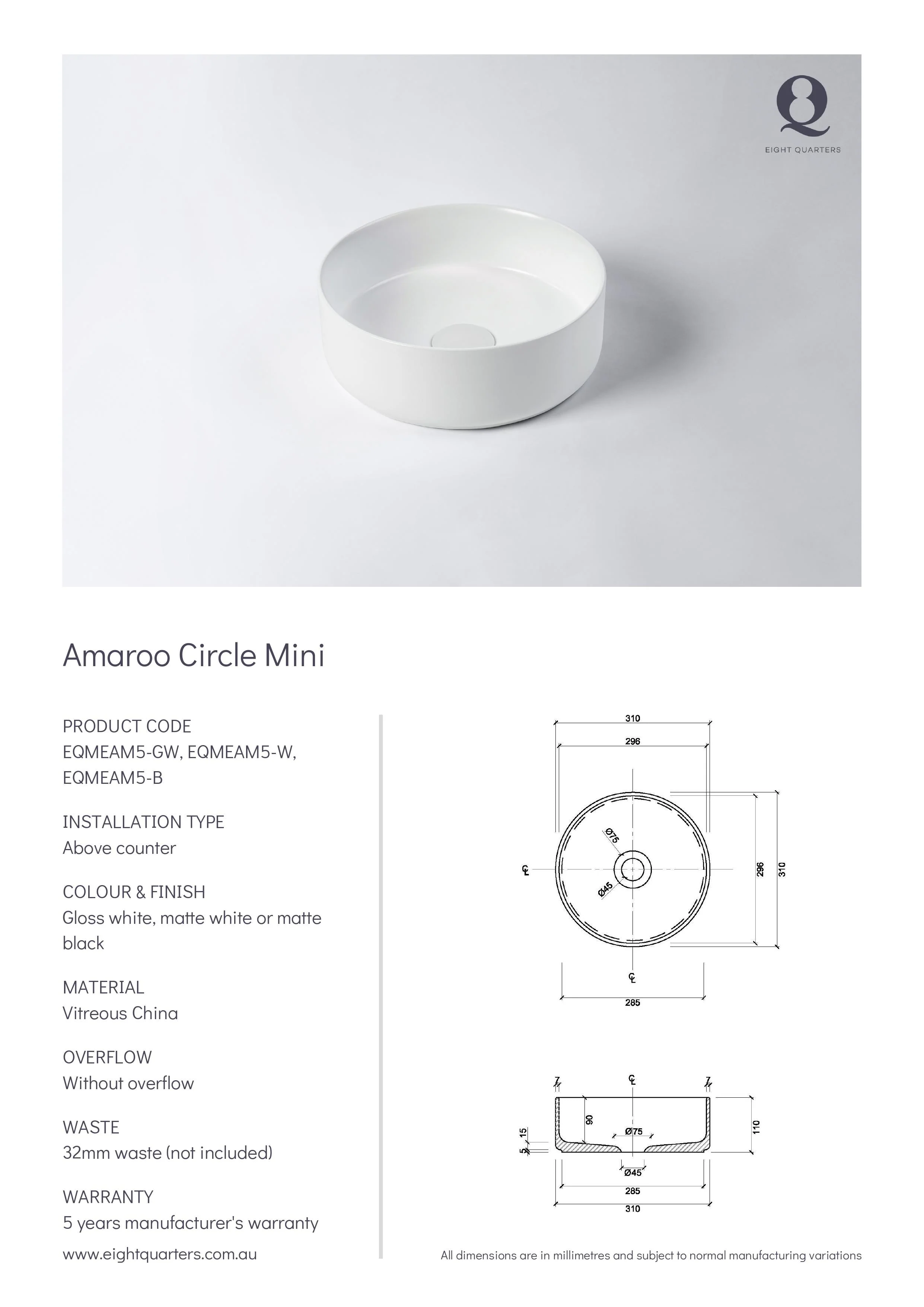 Eight Quarters Amaroo Circle Mini - Black Matte - Image 2