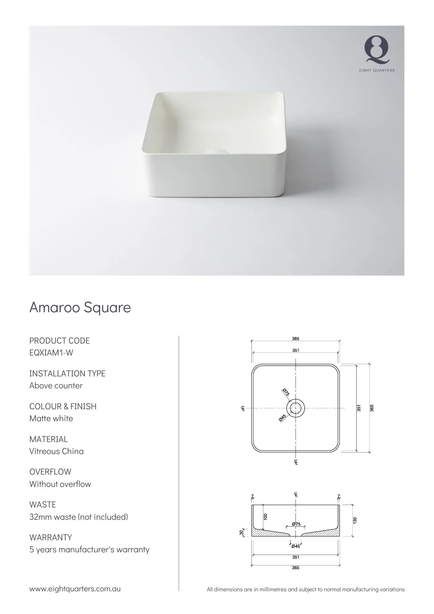 Eight Quarters Amaroo Square - White Matte - Image 2