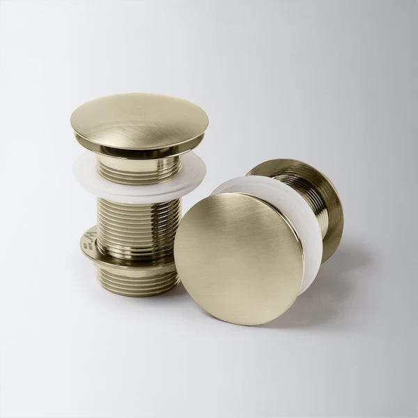 Eight Quarters Brushed Brass Metallic Pop-up Waste